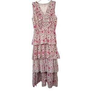 Anna Cate Collection Charlotte Tiered Maxi Dress Floral Sleeveless Size Large